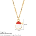 Golden stainless steel necklace featuring a festive red and white Santa Claus pendant - Santa Claus Style (G10)