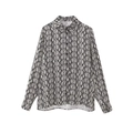 Women's chic snake print satin shirt with long sleeves and button-down collar - XS / Snake Skin Print