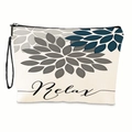 Pochette trucco floreale crema con scritta Relax e cinturino da polso nero comodo - Stampa Relax (xy-014-02) / Con Cinturino da Polso