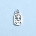 925 sterling silver square Chinese character pendant with hollow design on blue background - Safety Charm