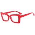 Chic oversized square red eyewear frames with thick temples for a bold fashion look - Red Frame Clear Anti-blue Lens