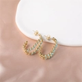 Fashionable C-shaped gold twisted hoop earrings with sky blue enamel finish for women - Gold (E00288-17)