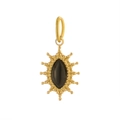 Detailansicht eines goldenen Sternenanhängers mit einem ovalen schwarzen Edelstein - Gold + Schwarz (WP36892BQ5)
