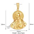 Religious Sacred Heart of Jesus oval gold-plated copper pendant for necklaces - Lemon Yellow L021113-Gold Portrait Large