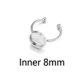 Silver stainless steel DIY ring base with 8mm inner diameter round bezel setting - Inner Diameter 8mm / Steel
