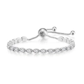 Macro view of adjustable tennis bracelet featuring marquise-cut cubic zirconia stones - 3*5mm Oval White Stone / Platinum