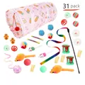 Set de 31 jouets pour chats avec tunnel lapin rose, baguette et souris en peluche - Ensemble de 31 Pièces