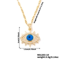 Iced out evil eye pendant necklace in gold finish with blue zircon and white crystals - Gold Rhinestone Round Eye Style (N01203-10)