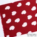 Red flannel gift wrapping fabric with white heart pattern for Christmas, 48cm x 1.6m size - Red Base Heart Lambswool / 1.6m*50cm