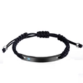 Minimalist HerKing HerQueen braided rope bracelet with matte black plate and blue gemstone - Black Polished Male