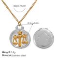 18K gold plated stainless steel Libra zodiac pendant necklace with size dimensions - Two-tone Libra