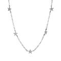 Minimalist silver choker necklace with five sparkling pave-set star pendants for women - Silver