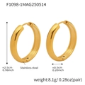 Polished 18k gold plated stainless steel hoop earrings 2.5cm diameter for women - Gold (F1098-1)
