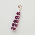 Handmade purple and beige woven flower keychain with rose gold metal spring ring clasp - Raspberry Red