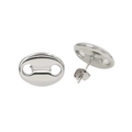 Close-up of silver Marina Link coffee bean stud earrings with polished finish details - 13mm / Steel