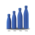 Matte blue stainless steel insulated flasks in 350ml, 500ml, 750ml, and 1000ml sizes - Full Spray Sapphire Blue