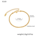 Detailed view of 18k gold plated stainless steel twisted chain with sizing specifications - Gold Bracelet (E110) / 13+5cm
