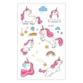 Waterproof unicorn tattoo stickers for kids featuring colorful rainbow and star patterns - EC-652 (Unicorn)