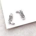 Macro shot of vintage silver western boot pendant charm with a detailed metallic texture - Horse Boot Charm (1pc, 1.7g)