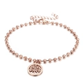 Bracciale di perline oro rosa con ciondolo albero della vita e catena regolabile - Bracciale Oro Rosa (KB167226-Z)