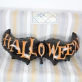 Black wing-shaped Halloween aluminum foil balloon with orange Halloween text print - Large Halloween Wings
