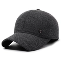 Herren Winter-Baseballkappe in dunkelgrauem Strukturstoff mit Sport-Label-Detail - Verstellbar / Grau