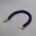 Short royal blue braided strap with gold metal rings and spring clasps for handbags - Old Version / Blue