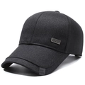 Gorra de béisbol negra para hombre con placa metálica deportiva y etiquetas tejidas - Placa Cuadrada / Gris con etiqueta cuadrada