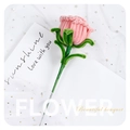 Pink chenille stem handmade rose flower with green stem for Valentine gift decoration - Finished Bare Flower-Candy Pink