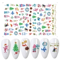 Christmas nail art sticker F689 with watercolor Santa Snowman and Penguin designs - Self-adhesive F-689 (Unpackaged)