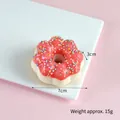 Realistic pink frosted donut model with sprinkles, 7cm fake dessert food decoration - Diameter 7cm, Height 3cm / Red