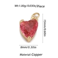 Pink gemstone heart pendant in gold copper frame with product dimension labels - Cx134-9 / 18K Gold