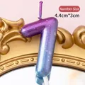 Number 7 birthday candle with blue purple gradient metallic finish and glitter - Purple Blue Gradient Number 7 Candle