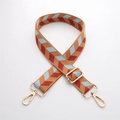 Detail of adjustable ethnic style wide strap with geometric patterns and gold metal clips - J44-A7-Colorful Zigzag Pattern