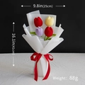 Handmade crochet tulip flower bouquet with dimensions 16.1x9.8 inches and weight 88 grams. - 4 Fat Tulips