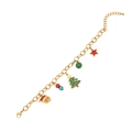 Bracelet à charms de Noël en acier inoxydable doré avec pendentifs père Noël et cloche. - Bracelet 5#