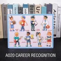 Educational wooden puzzle board with peg pieces showing various professional characters - A020 Professions Recognition