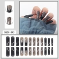 24 stuks lange kistvormige plaknagels in zwart en grijs met hartjes en french manicure - Zwart en Grijs Hart Franse Stijl (SGCY-343) / Lijm Type