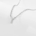 Elegant 925 sterling silver necklace featuring a sparkling crystal inlaid letter T pendant - T-Necklace-Silver