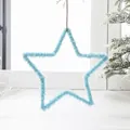 Light blue plush star ornament with hanging rope, 24cm size for Christmas tree decor - Blue Large Star