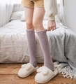 Thick purple coral fleece over-knee socks for winter warmth and home sleeping comfort - Khaki