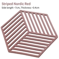 Sous-plat hexagonal rouge nordique en silicone résistant à la chaleur au design rayé - Rayure Rouge