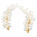 Fermagli per capelli da sposa fatti a mano con perle bianche e cristalli blu in oro - Oro