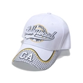 Cappellino da baseball bianco con ricamo Hollywood e bordo giallo stile street - M (56-58cm) / Bianco