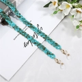 Acrylic glasses and mask chain in turquoise and tortoise pattern with gold clasps - Cyan and Tortoise Shell Patchwork (D4429)
