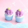 Miniature blue and purple resin cupcakes on a pink background for DIY crafts - Double Cream Cupcake - Blue Base