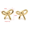 Minimalist 14K gold plated butterfly bow earrings measuring 20mm wide and 18mm high - HE45392DW0 Gold Bowknot