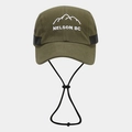 Detail of army green baseball cap with mountain embroidery and adjustable windproof rope - Adjustable / Army Green