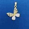 Gold butterfly pendant with clear marquise and rectangle gems on navy fabric - Multicolor Teardrop Gem Gold Butterfly Style (778)