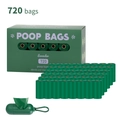 Bolsas biodegradables para excrementos de perro 720 unidades con dispensador y lavanda. - 48 Rollos + Dispensador en Caja / Verde Sólido